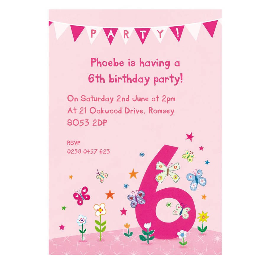 6th Birthday Invitation Wording
 6th Birthday Party Invitations
