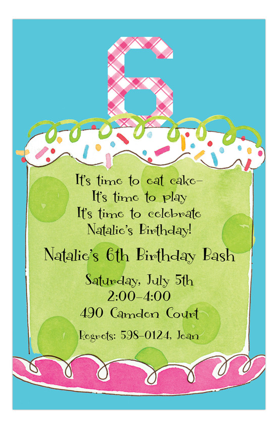 6th Birthday Invitation Wording
 Girl Sixth Birthday Invitation