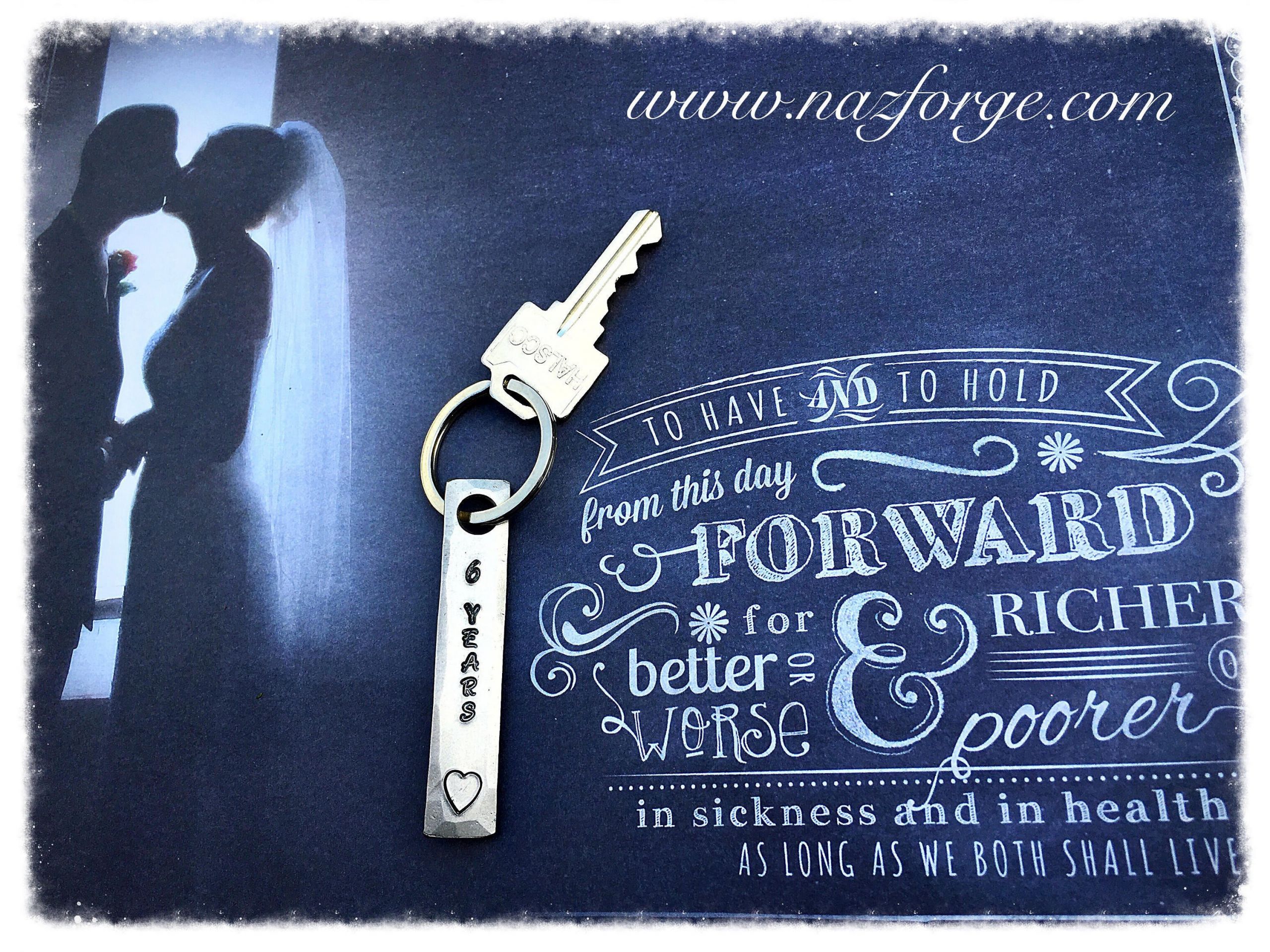 6th Wedding Anniversary Gift Ideas For Her
 6th Year Iron Wedding Anniversary Keychain Gift Idea for