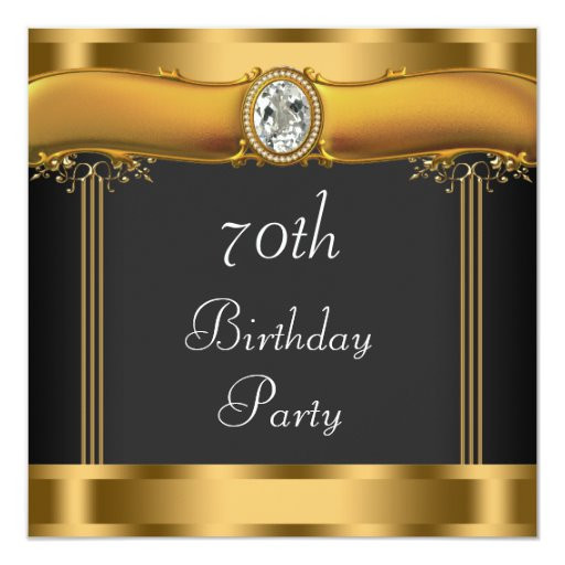70 Birthday Party
 Elegant Black and Gold 70th Birthday Party Card