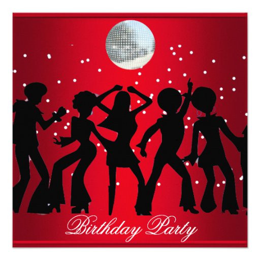 70 Birthday Party
 Disco 70 s Birthday Party Invitation Red 5 25" Square
