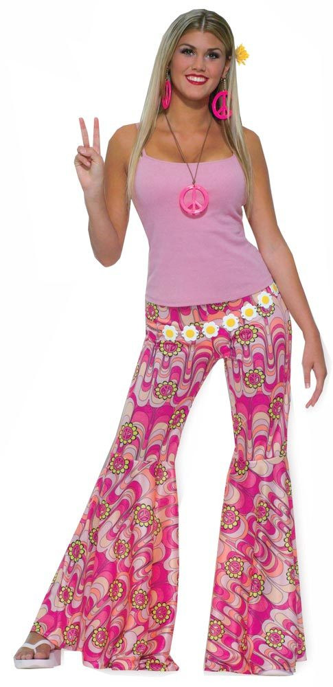 70S Dress Up Ideas For Kids
 Womens Pink Flower Power Hippie Pants Mr Costumes
