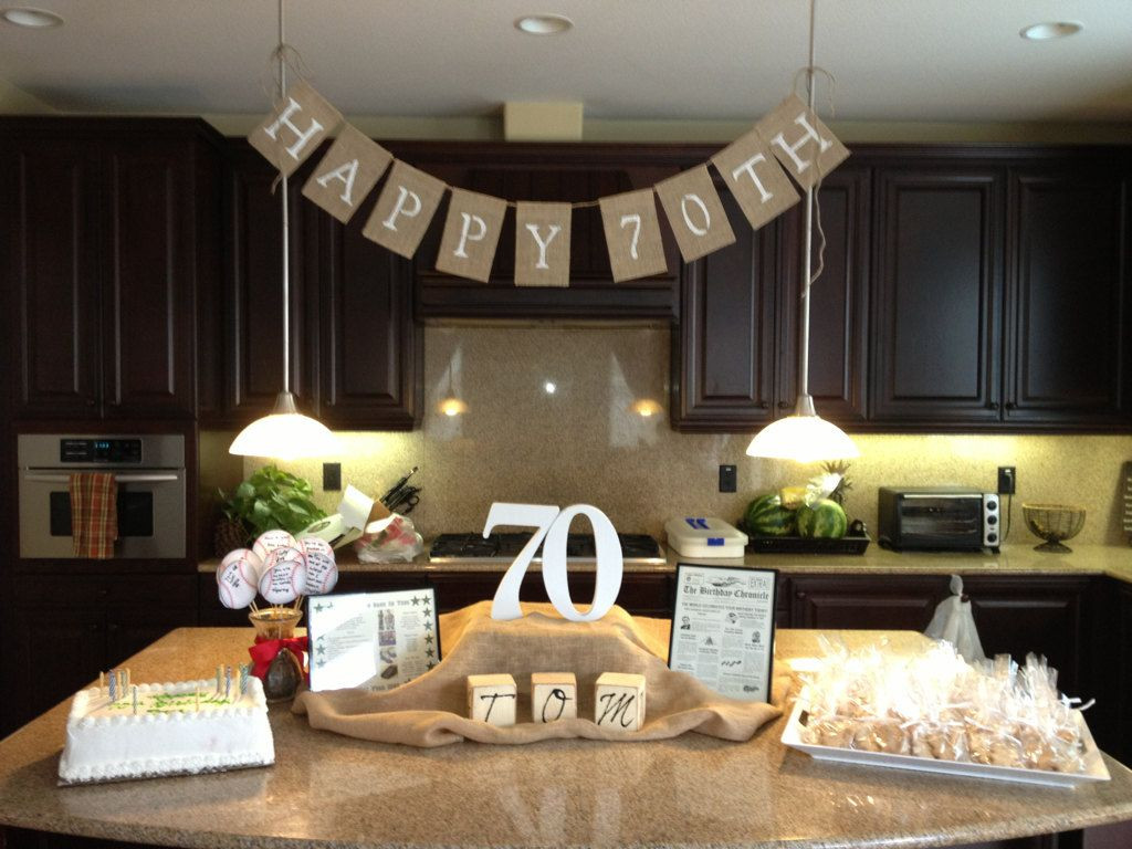 70th Birthday Party Ideas
 Happy 70th Birthday Burlap Banner Prop by