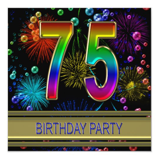 75th Birthday Party Invitations
 75th Birthday party Invitation with bubbles
