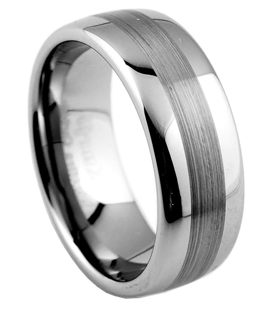 8mm Mens Wedding Band
 8mm Mens Tungsten Carbide Wedding Band Ring Brushed Finish