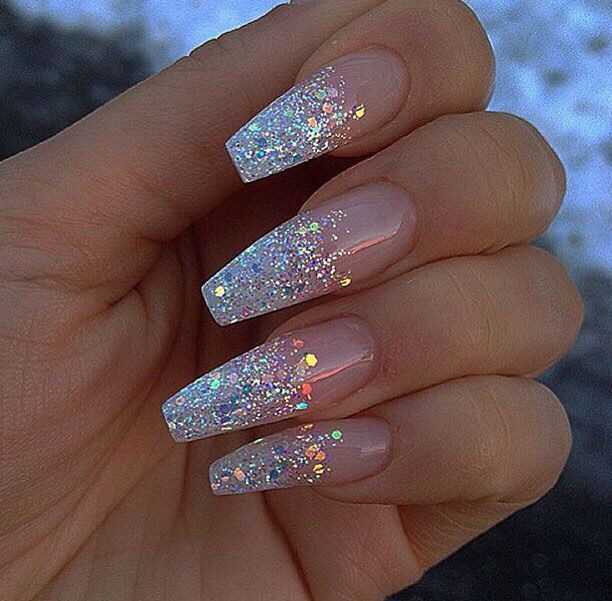 Acrylic Nail Designs Glitter
 Christina Sparkly clear I love these but they are a