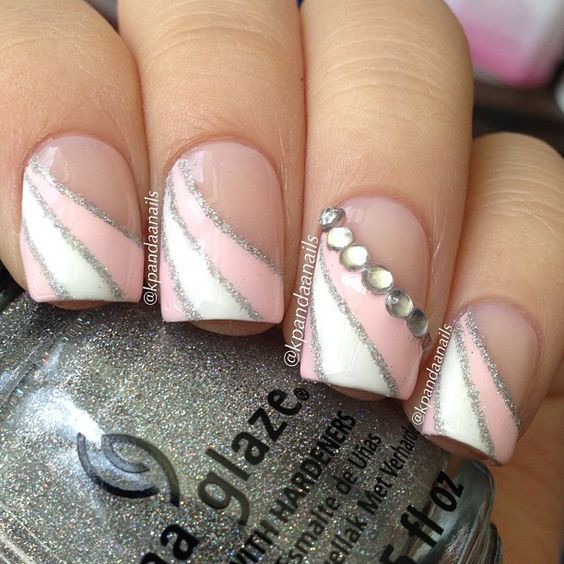 Acrylic Nail Designs With Rhinestones
 Top 45 Cute Pink and White Acrylic Nails
