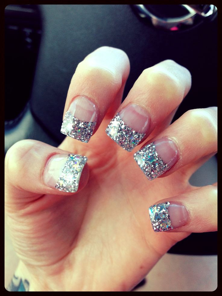 Acrylic Nails With Glitter Tips
 944 best Acrylics images on Pinterest