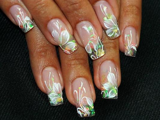 Acrylic Paint Nail Art
 Water Paint Flowers For Acrylic Nails Nail Art Design