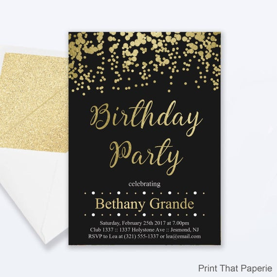 Adult Birthday Invitations
 Adult Birthday Party Invitations Gold Confetti Birthday