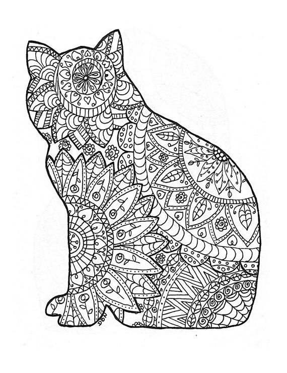 Adult Cat Coloring Pages
 Adult Colouring Page Original Digital Download