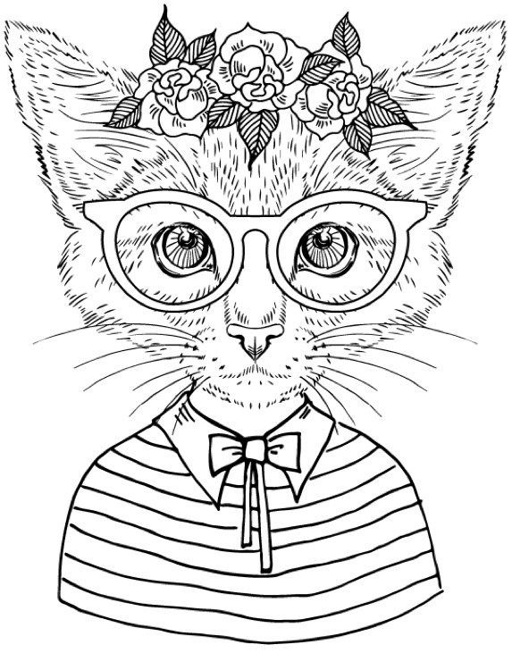 Adult Cat Coloring Pages
 Best Coloring Books for Cat Lovers