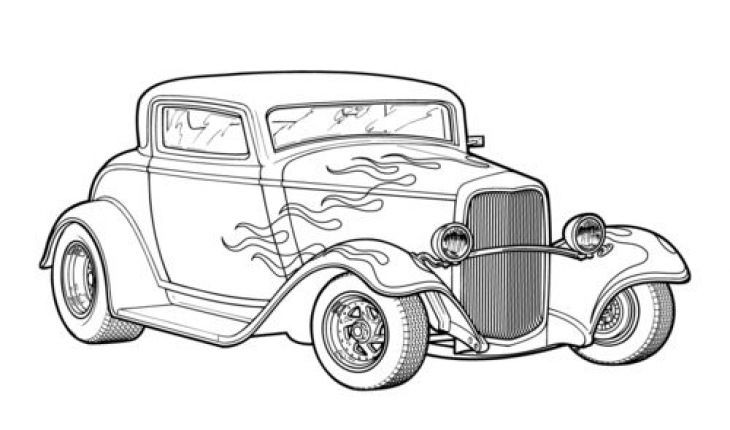 Adult Coloring Pages Cars
 Classic Hot Rod Car Coloring Page Printable