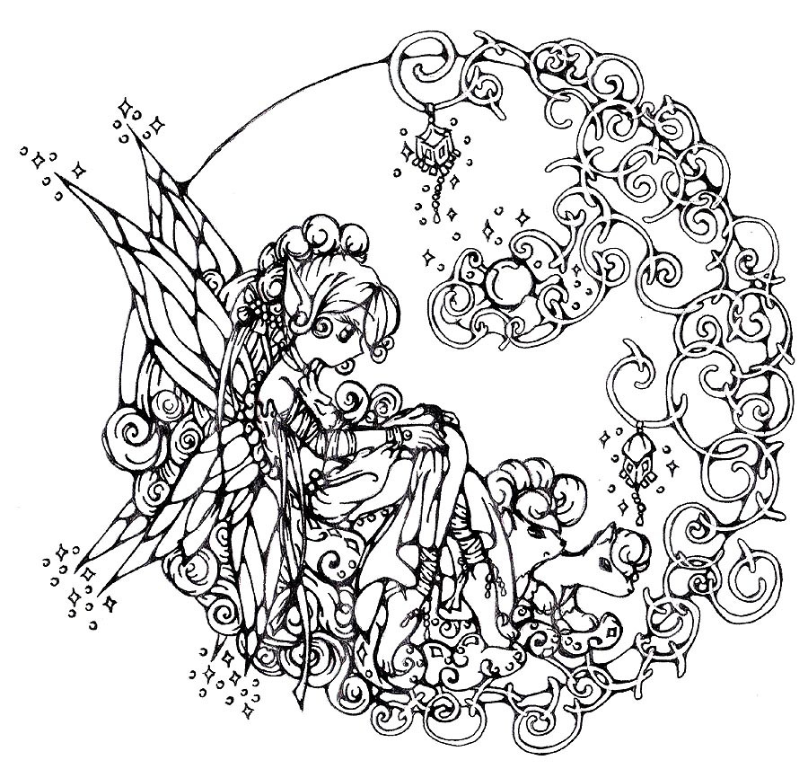 Adult Fairy Coloring Pages
 FAIRY COLORING PAGES
