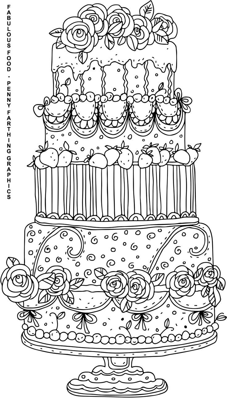 Adult Food Coloring Pages
 Cake from "Fabulous Food" Coloring