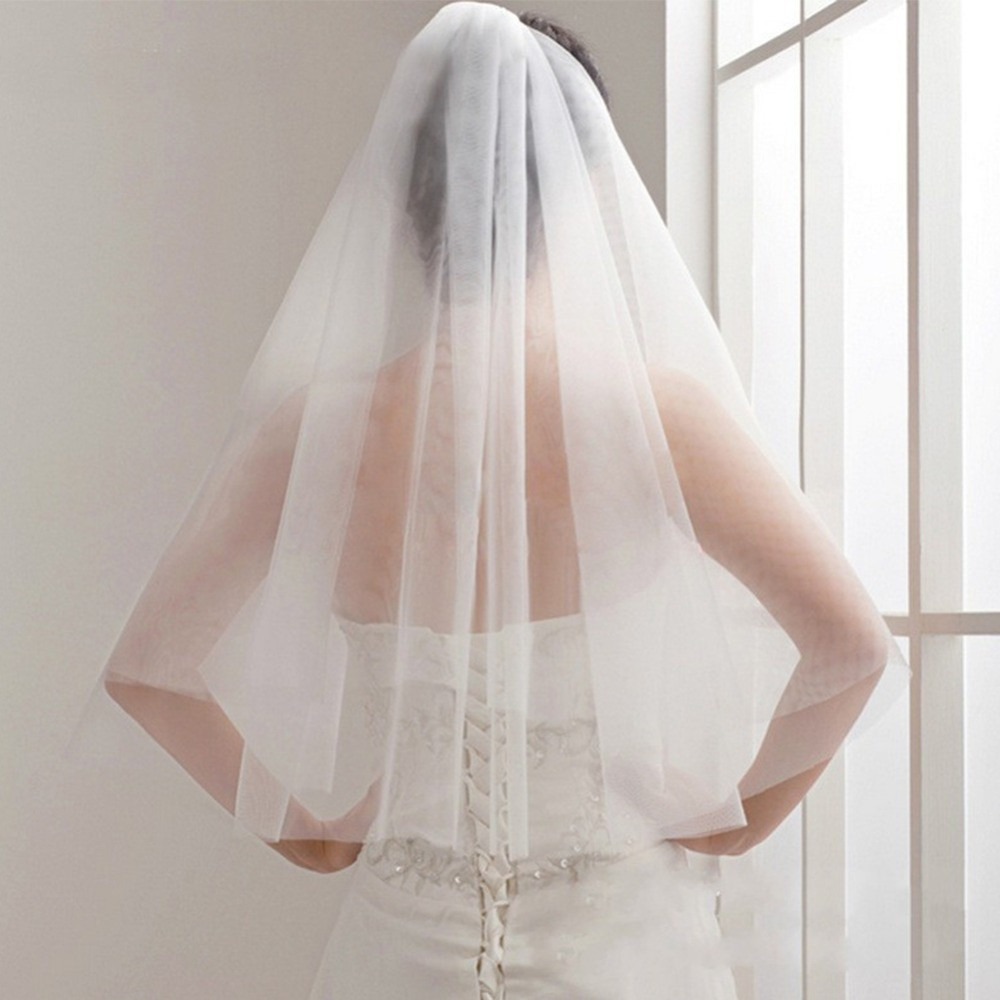 Affordable Wedding Veils
 2019 Simple Short Tulle Wedding Veils Cheap White Ivory