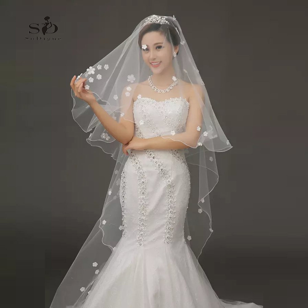 Affordable Wedding Veils
 Wedding Veil Flowes 2 5meter Elegant Luxury Long Wedding
