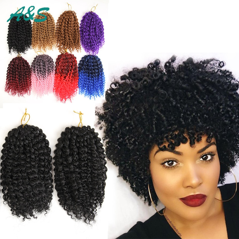 Afro Crochet Hairstyles
 8" short afro kinky curly hair extension crochet braids