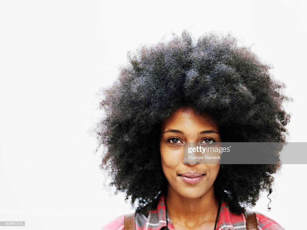 Afro Haircuts Female
 Smiling Woman With Afro Hairstyle Stock