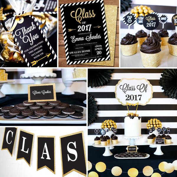 After Graduation Party Ideas
 Black and Gold Graduation Party Decorations Set – Sunshine