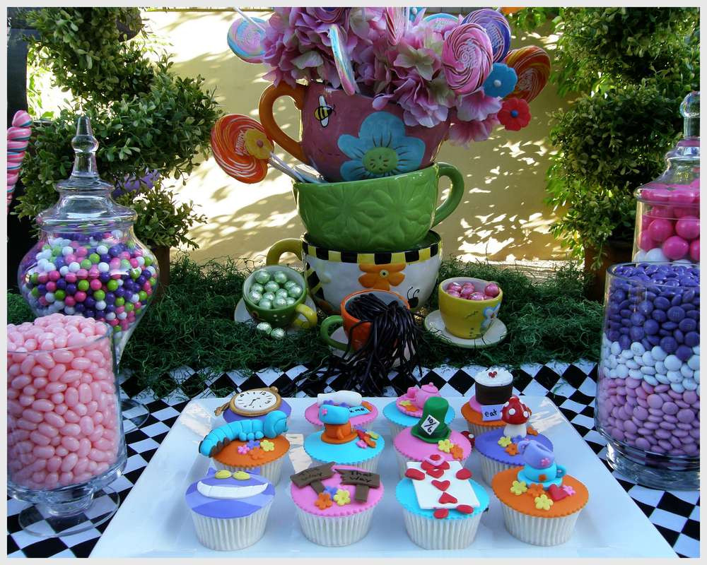 Alice In Wonderland Tea Party Ideas
 Alice in Wonderland Mad Tea Party Candy Buffet Birthday