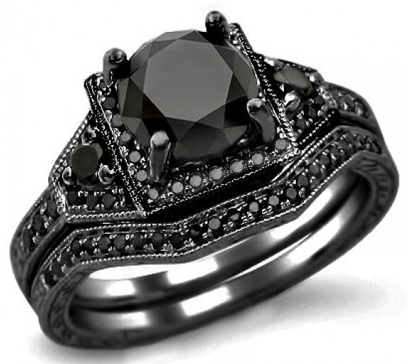 All Black Diamond Engagement Rings
 Glamour and Cheap Black Diamond Wedding Ring Sets for