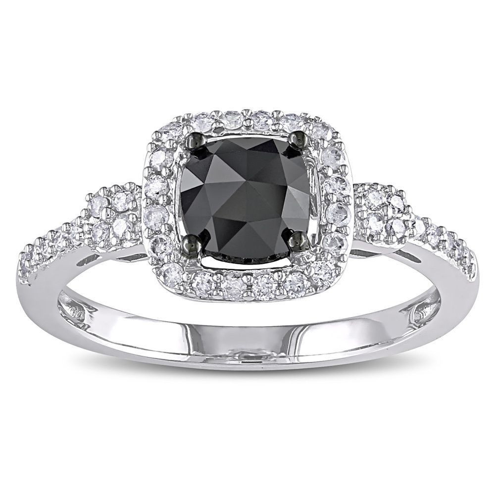 All Black Diamond Engagement Rings
 This shimmering black and white diamond engagement ring