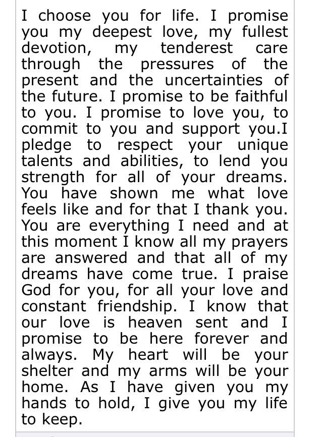 Amazing Wedding Vows
 Amazing words for my soon to be husband