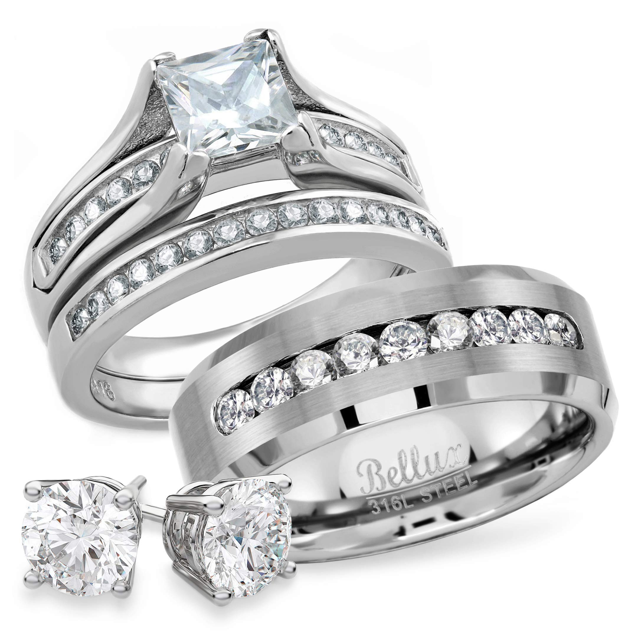 Amazon Wedding Rings Sets
 Bellux Style His and Hers Wedding Rings Set for Him and