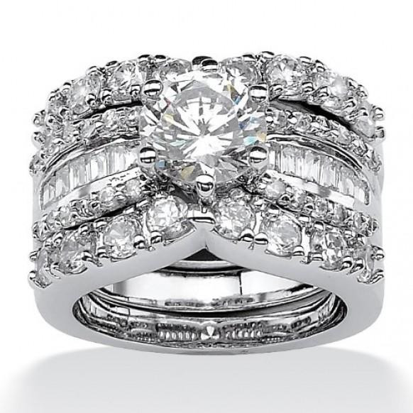 Amazon Wedding Rings Sets
 PalmBeach Jewelry Platinum Over Sterling Silver