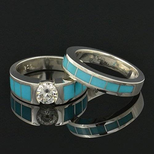 Amazon Wedding Rings Sets
 Amazon Turquoise Wedding and Engagement Ring Set with
