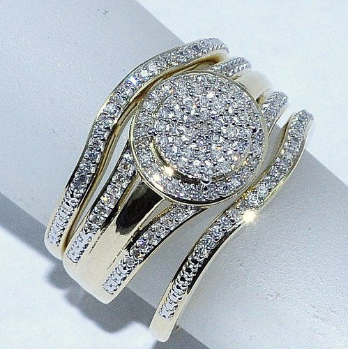 Amazon Wedding Rings Sets
 Wedding Ring Set 3 Piece 1 3cttw Round Halo Engagement