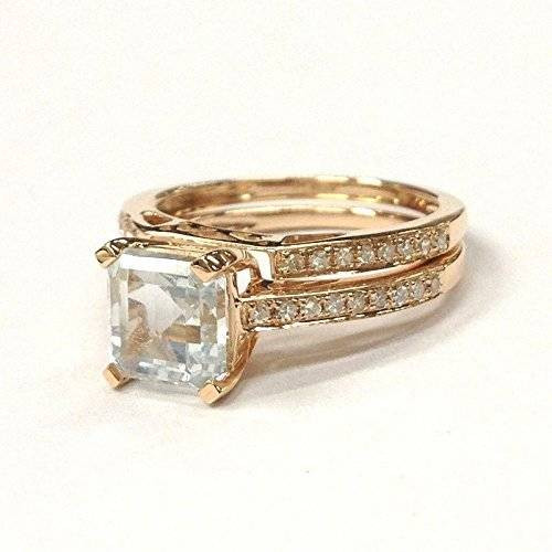 Amazon Wedding Rings Sets
 Amazon Asscher Aquamarine Engagement Ring Bridal Set