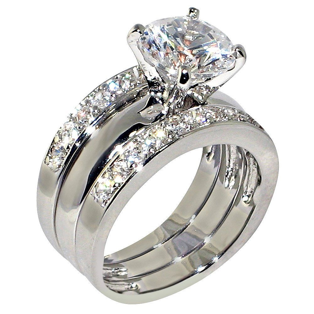 Amazon Wedding Rings Sets
 3 47 Ct Round Cubic Zirconia Cz Solitaire Bridal