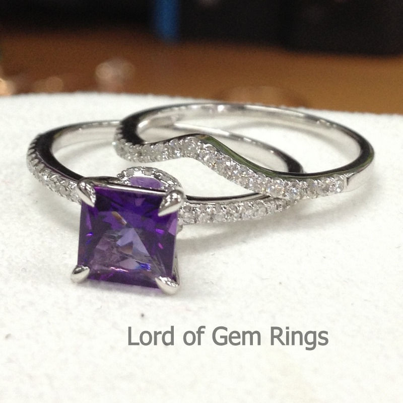 Amethyst Wedding Ring Sets
 Wedding Ring Sets Purple Amethyst with Diamonds Engagement
