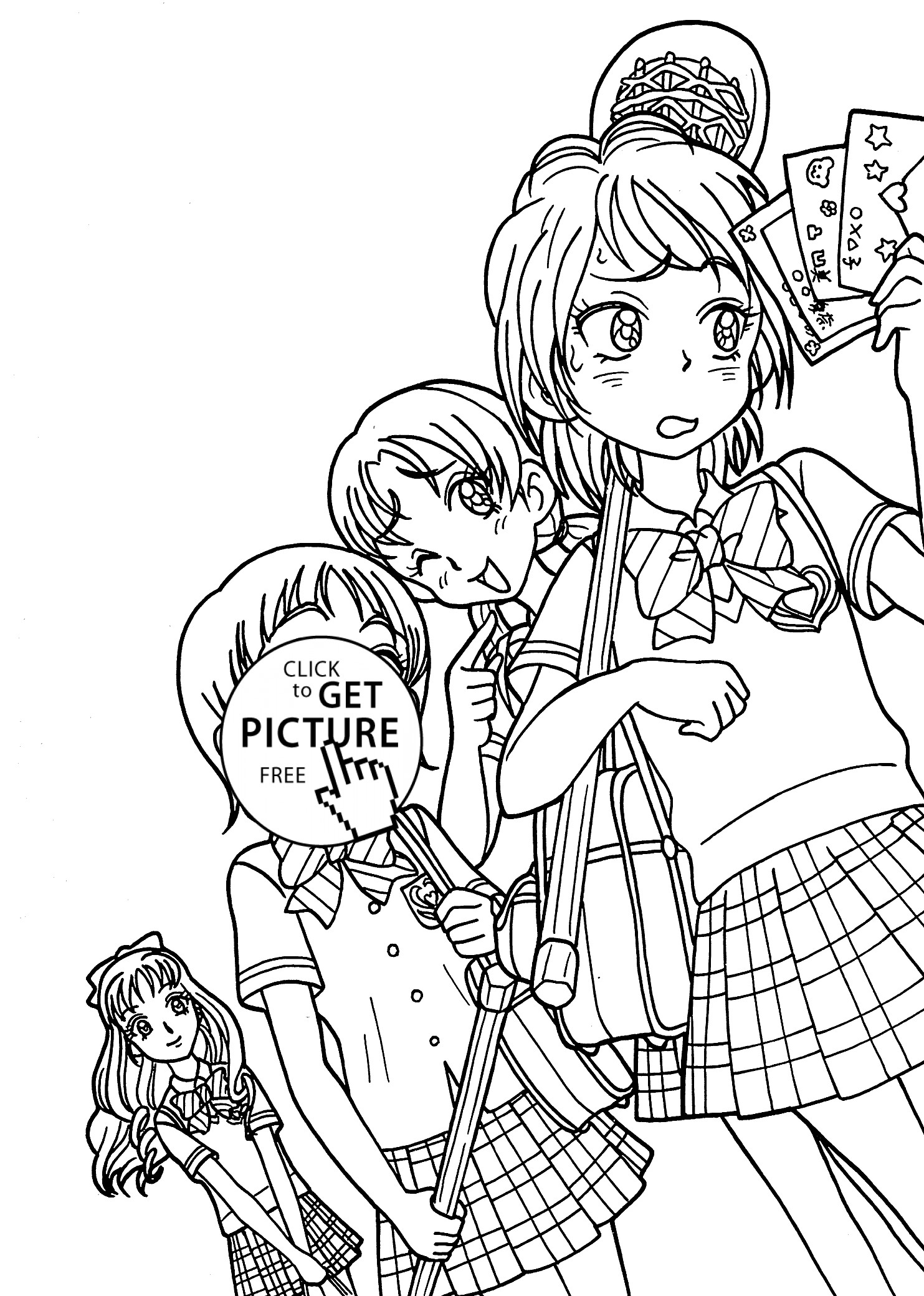Anime Coloring Pages For Kids
 Girls from Pretty cure anime coloring pages for kids