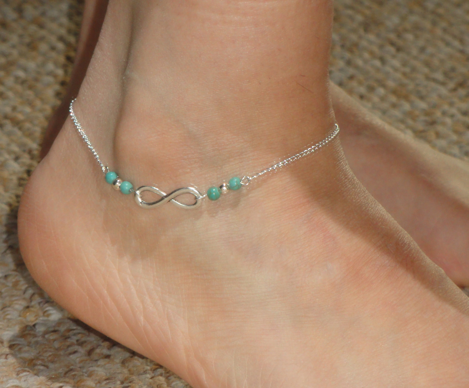 Anklet Infinity
 Infinity anklet Silver infinity turquoise ankle bracelet