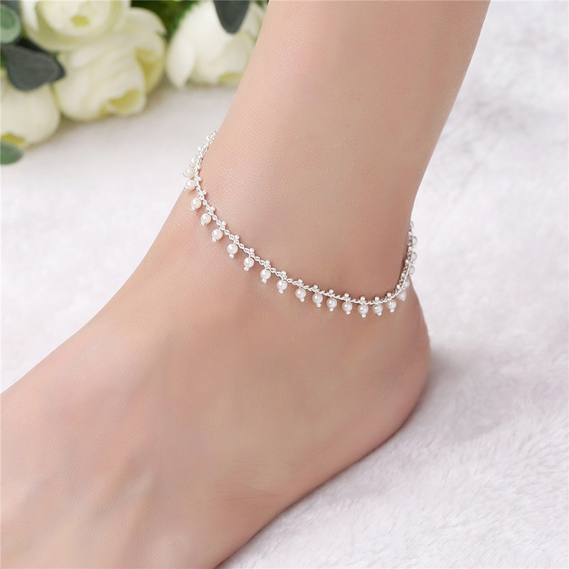 Anklet Pearl
 Summer Style Charming 925 Silver Pearl Pendant Anklet