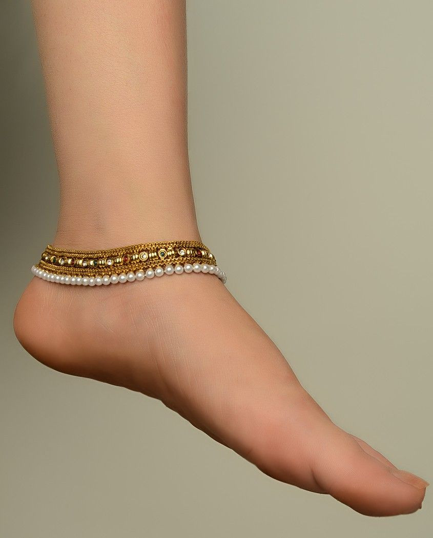 Anklet Simple
 Gold and pearl payal Simple and Classy kimmie1980ca