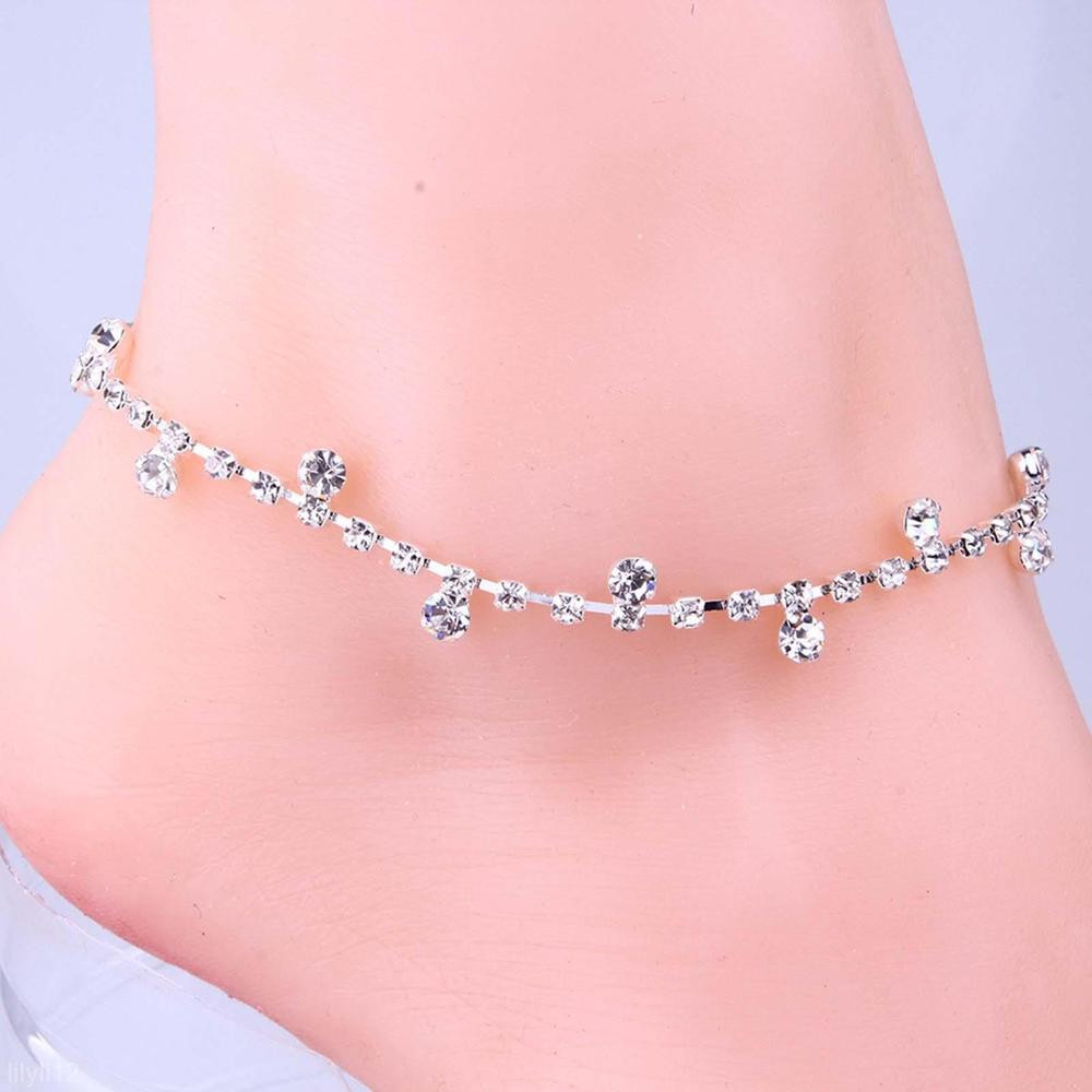 Anklet Simple
 Adjustable Silver Diamante Crystal Anklet Foot Leg Chain