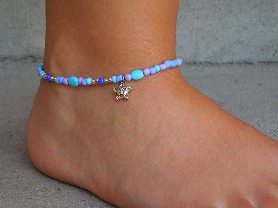 Anklet Summer
 Turquoise colored oval beaded Anklet Summer Fun Ankle