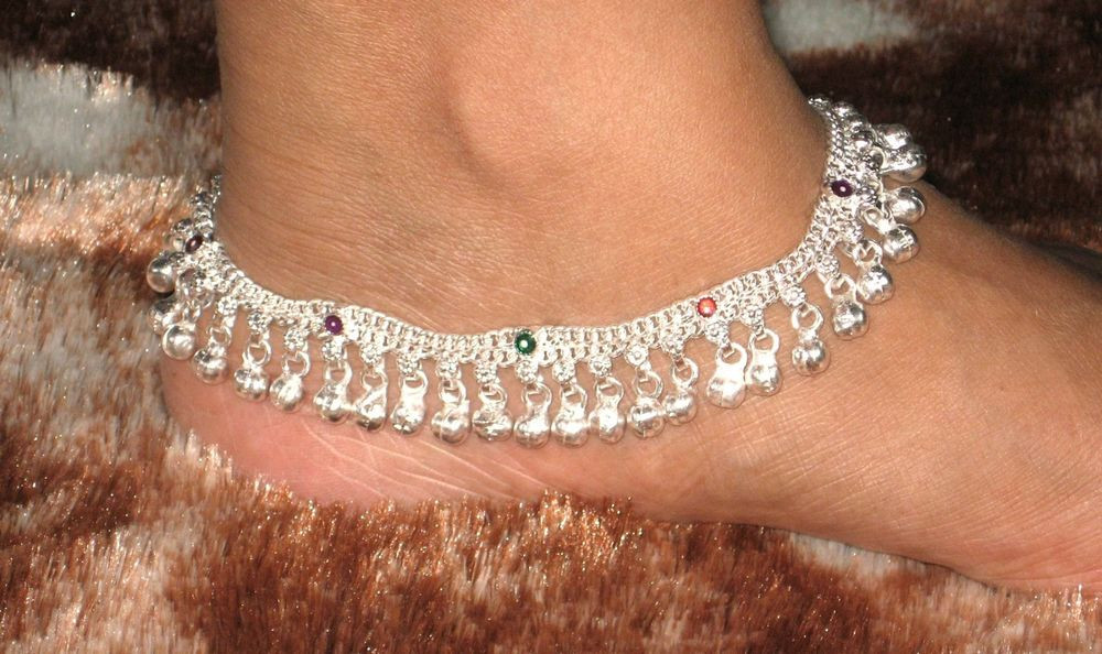 Anklet Traditional
 Pair of heavy bell silver tone polished Traditional