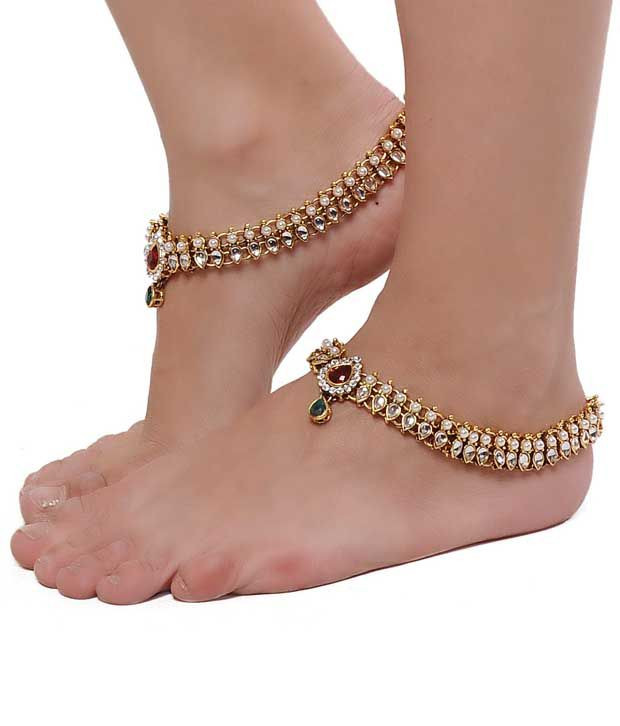 Anklet Traditional
 ShinningDiva Pair Traditional Kundan Anklets Buy