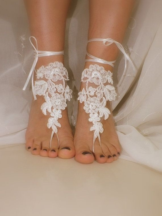 Anklet Wedding
 bridal anklet ivory Beach wedding barefoot sandals