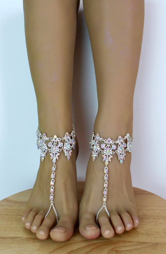 Anklet Wedding
 Amira Barefoot Sandals Anklet Beach Wedding Sandals by