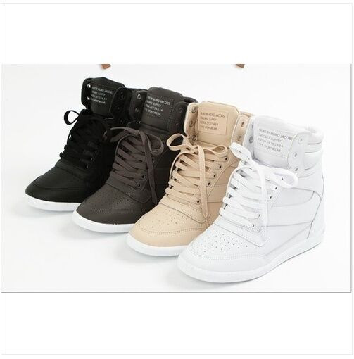 Anklet With Sneakers
 Women High Top Sneakers Tennis Shoes Ankle Boots Black