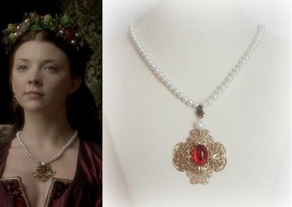 Anne Boleyn Necklace
 Anne Boleyn Ruby Necklace n516 by DBakerJewelry on Etsy