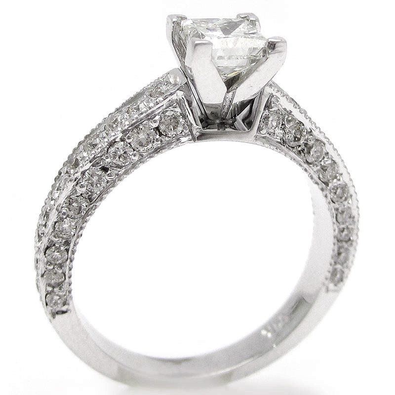 Antique Princess Cut Engagement Rings
 Classic Princess Cut Antique Style Diamond Engagement Ring P12
