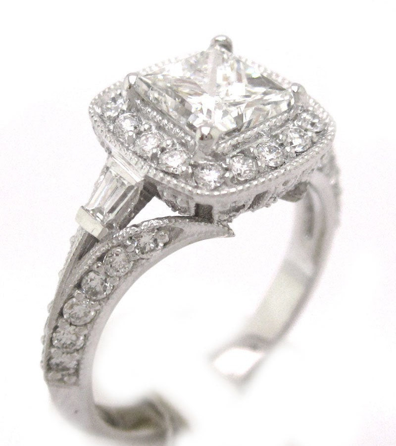 Antique Princess Cut Engagement Rings
 Princess cut diamond engagement ring antique style by KNRINC