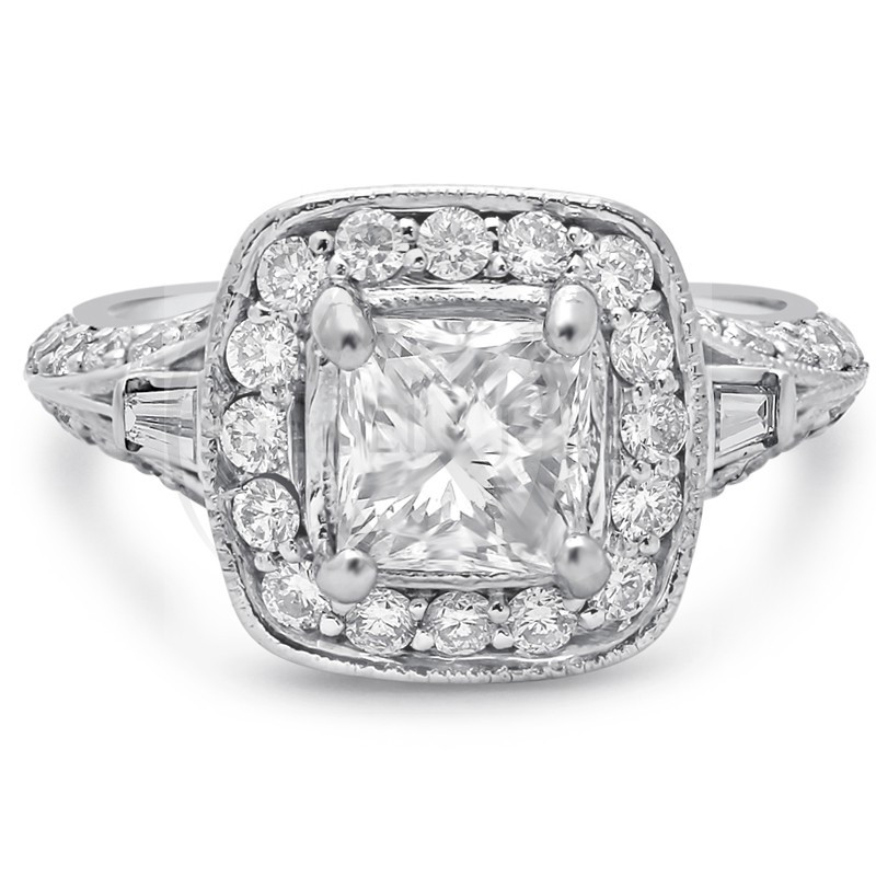 Antique Princess Cut Engagement Rings
 Princess Cut Antique Style Diamond Engagement Ring P47